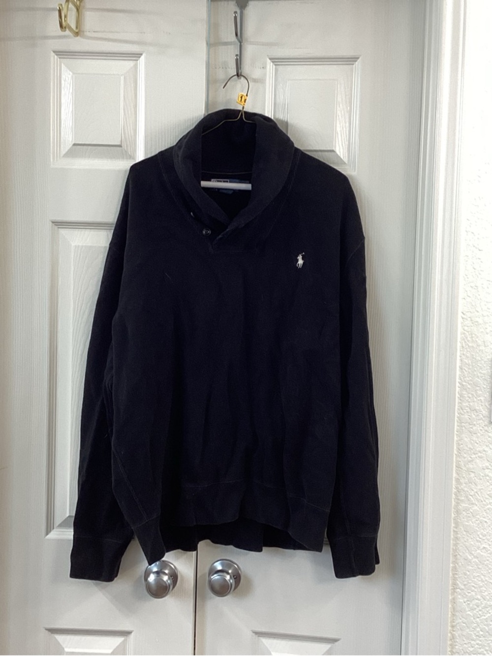 Vintage Ralph Lauren Black Crewneck Shawl Collar Sweater